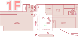 1F　コンビニエンスストア（ローソン）／総合管理局／駐車場側出入り口
